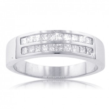 1.00 Ct Men's Two Row Princess Cut Diamond Wedding Band Ring